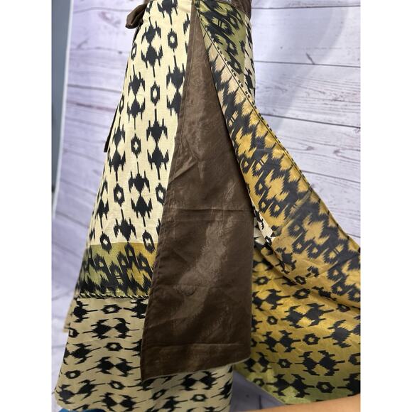 Earthbound Trading Co. Geometric Multicolor Silk Wrap Skirt - Picture 8 of 10